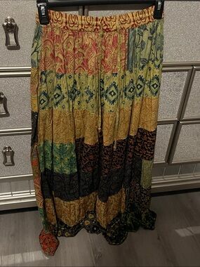 Patchwork Boho Maxi Skirt in Multicolor